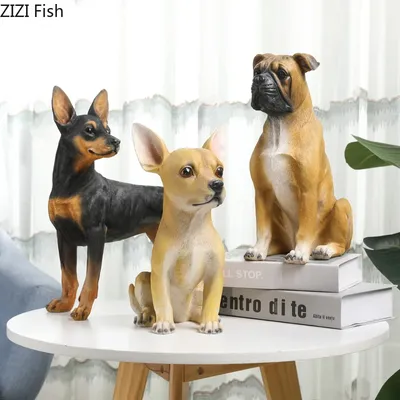 Статуэтка для собаки из смолы, статуэтка с животными, украшение для  гостиной, аксессуары для дома, скульптура, поделки, статуэтка с имитацией  собаки | AliExpress