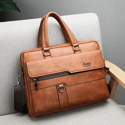 JEEP BULUO's High Quality Leather Business Briefcase for 14\" Laptop