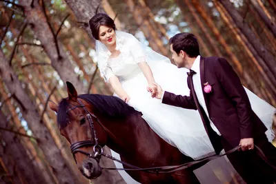 Свадебная фотосессия с лошадьми осенью - 59 фото