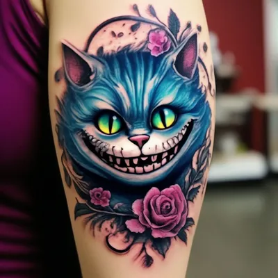 Художественная татуировка «Чеширский кот». Мастер- Анна Корь.