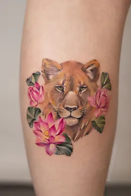 Татуировка лев на ноге (ФОТО) - символ силы и могущества - trendymode.ru