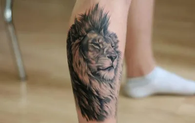 Татуировка лев на ноге (68 фото)