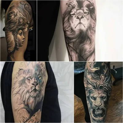 Татуировка мужская реализм на плече лев - мастер Александр Pusstattoo 4942  | Art of Pain