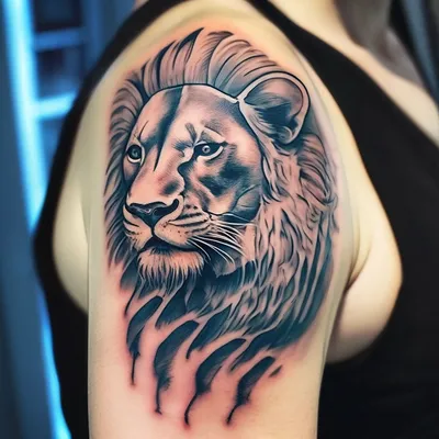 Фото татуировки Тату львы на плече - (142618)