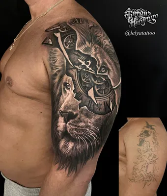 Тату лев с короной на руке - фото салона Tattoo Times, узнай цену на сайте.