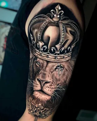 Фото тату льва с короной в формате jpg | Тату лев с короной Фото №571524  скачать