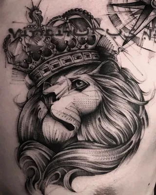 🖤 Татуировка \"Лев с короной\" для мужчин и девушек (47 фото)