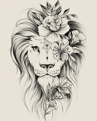 Эскиз тату лев с цветами (67 фото) | Короткий рукав татуировки, Эскиз тату,  Татуировки пап