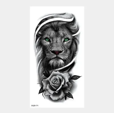 Татуировка переводная временная / наклейка на тело / лев с часами- купить  по выгодной цене в интернет-магазине OZON (733154777)