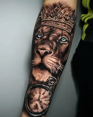 Татуировка мужская реализм на плече лев 3889 | Art of Pain