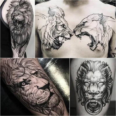 Большой акварельный Лев, временные татуировки для мужчин, женщин, мужчин,  племенной Лев, волк, сова, крылья, искусственная татуировка, боди-арт,  полурукава, татуировки | AliExpress