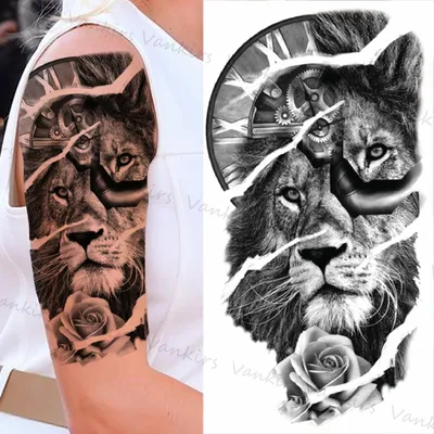 Временные татуировки для женщин и девушек, пикантные бабочки, розы, Лев,  Подсолнухи, змея, искусственная татуировка, уникальные моющиеся татуировки  на руку и бедро | AliExpress