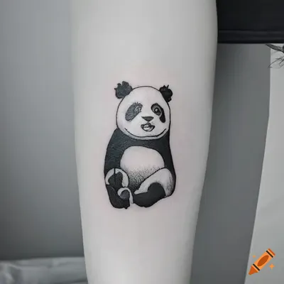 Татуировка мужская треш полька на предплечье панда 3349 | Art of Pain