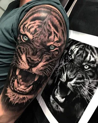 Татуировка для девушки тигр в цветах. Тату тигр, татуировка тигр с цветами  на плече. | Татуировки, Татуировка цветы, Бель тату