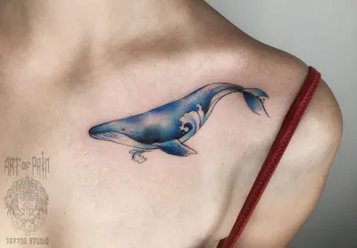 Фото тату дельфин акварель сделать в тату салоне в Москве по низкой цене