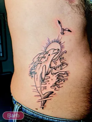 Татуировка женская акварель на ключице кит 2329 | Art of Pain