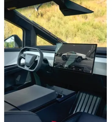 Только руль и экран. Появились первые фото салона серийного Tesla Cybertruck