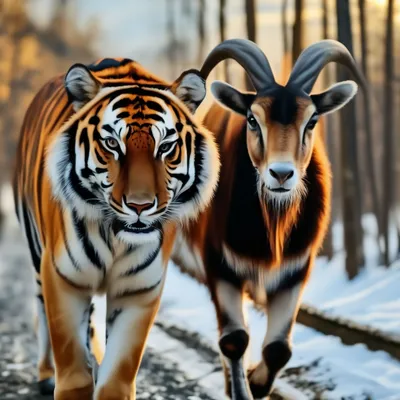 Тигр Амур и козел Тимур | С 2010 года 29 июля более чем в 100 странах мира  отмечается Международный день тигров. Оказывается, что тигры могут быть  дружелюбны, даже когда голодны.... | By Коммерсантъ | Facebook