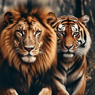 Тигр и лев вместе - картинки и фото koshka.top