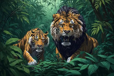 Тигр+лев» — создано в Шедевруме