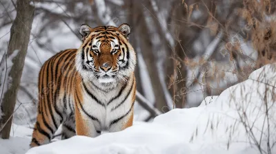 Тигр лежит на снегу красивый дикий амурский тигр на снегу | Премиум Фото