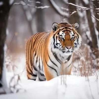 Скачать обои тигр, снег, зима, прыжок, игра разрешение 1024x1024 #140844