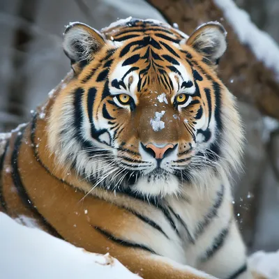 Самоклеющиеся фотообои \"Тигр на снегу\", 90x210 см, эффект черно-белый,  отраженный - купить в Москве, цены на Мегамаркет