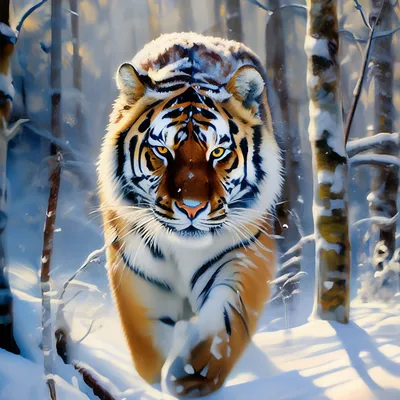 Тигр в снегу на фоне зимы стоковое изображение. изображение насчитывающей  природа - 166217381