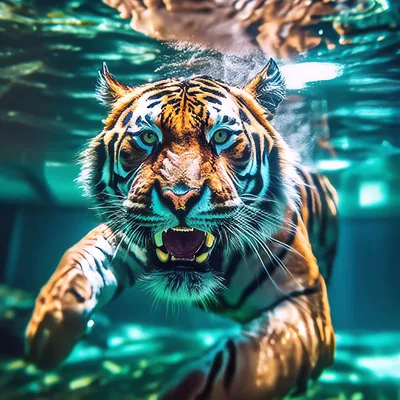 Тигр под водой, эстетично, красиво, …» — создано в Шедевруме