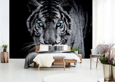 Белый тигр с голубыми глазами, …» — создано в Шедевруме