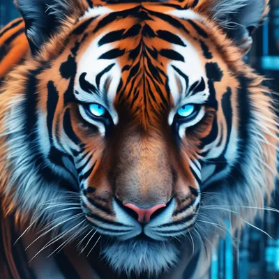 Фотообои 368х254 см Животные Черно-белый тигр с голубыми глазами  (153P8)+клей по цене 1200,00 грн