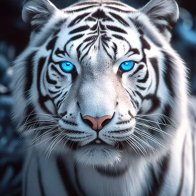Белый тигр с голубыми глазами и …» — создано в Шедевруме
