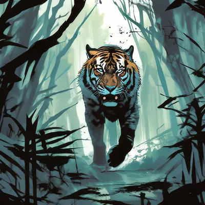 Comics art, тигр в джунглях, …» — создано в Шедевруме