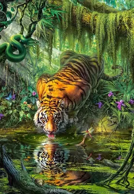 Тигр в джунглях | Премиум Фото