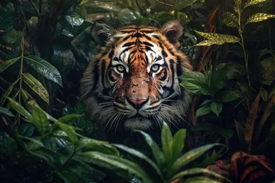 тигр в джунглях иллюстрация штока. иллюстрации насчитывающей мило -  272318412