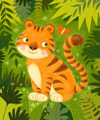 тигр в джунглях росписи гостиной - TenStickers