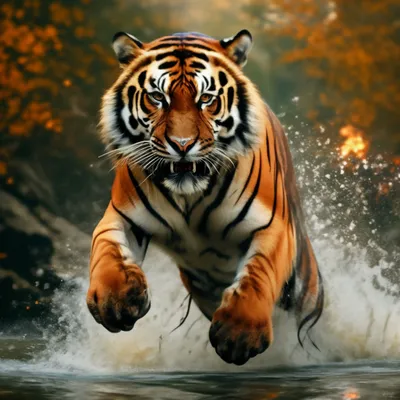 Тигр в прыжке» — создано в Шедевруме