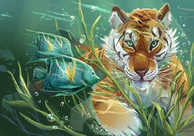 Картина на холсте \"Тигр в воде\"
