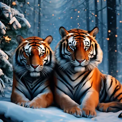 Пара тигров - онлайн-пазл