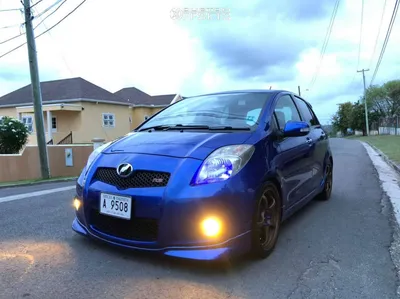 2008 Toyota Yaris with 17x7 40 Rota and 205/40R17 Bridgestone and Coilovers  | Custom Offsets