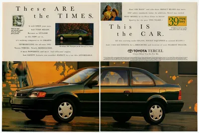 1995 TOYOTA Tercel Vintage Original 2 page Print AD Green car photo 2door  4-door | eBay