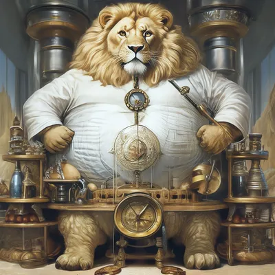 Толстый лев с огромным брюхом стоит…» — создано в Шедевруме