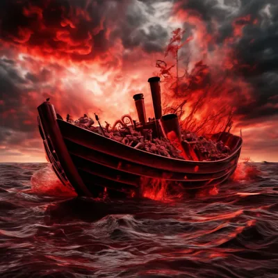 Картина про тонущий корабль, …» — создано в Шедевруме
