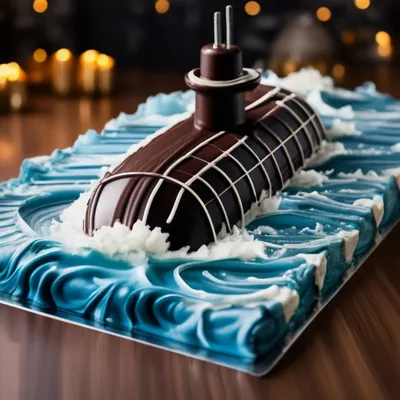 Торт с пиратским кораблем пряником
