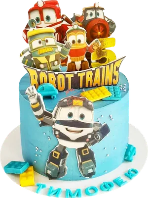 Торт мальчику на 5 лет «Robot Trains»