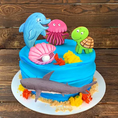 Торт «Остров с дельфинами» категории торты «Дельфины»