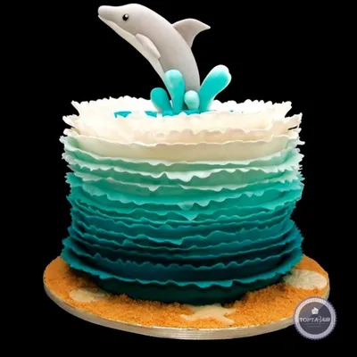 Торт с дельфином выпрыгивующий из …» — создано в Шедевруме