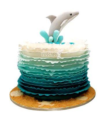 торт детский с дельфинами №2020 на заказ в кондитерской «Любава» с доставкой
