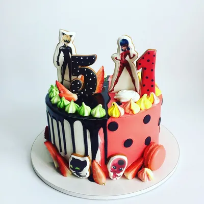 Торт леди баг и супер кот | Ladybug cakes, Kids cake, Lady bug birthday cake