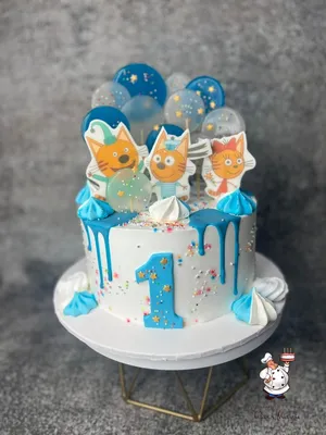 Торт с сахарной картинкой три кота - YouTube